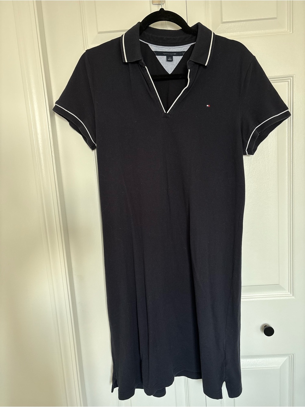 Tommy Hilfiger Black Polo Mini Dress with White Trim